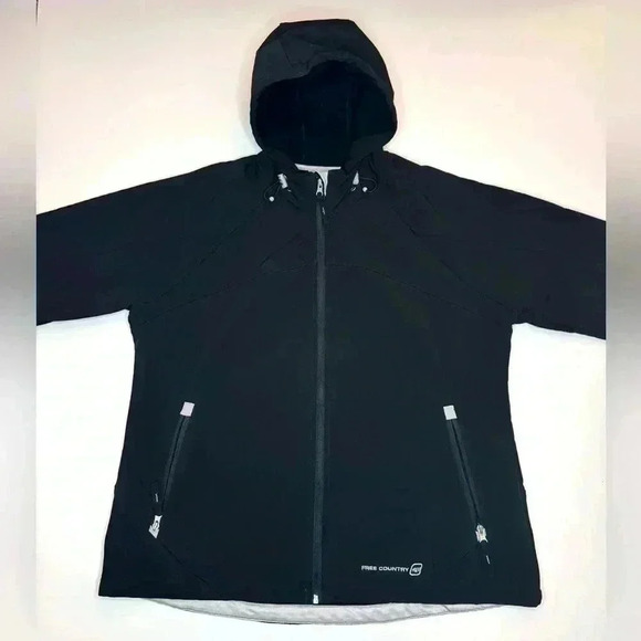 Free Country Women’s  Full Zip Hooded Black Jacket Size- Extra Large - Picture 2 of 11